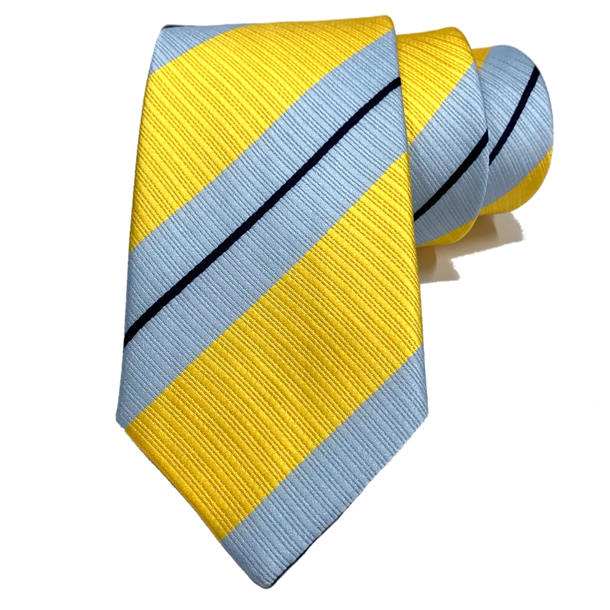 Yellow Blue and Black Diagonal Striped Tie 3.15 8cm - Etsy