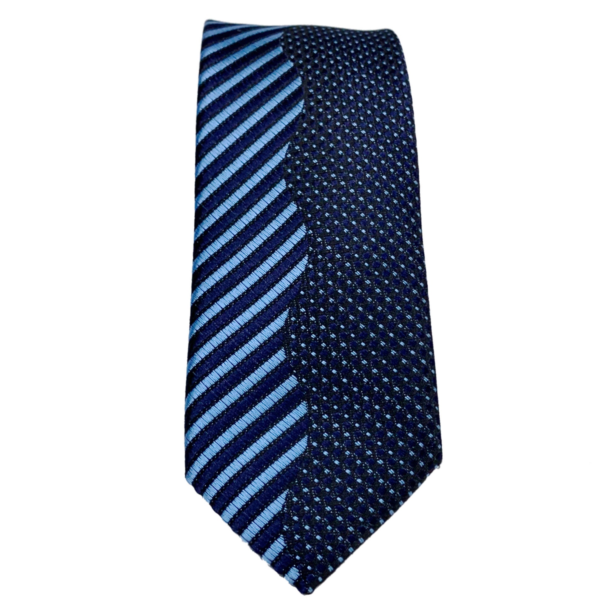 Dark Blue and Light Blue Polka Dot Cross Striped Tie - Etsy