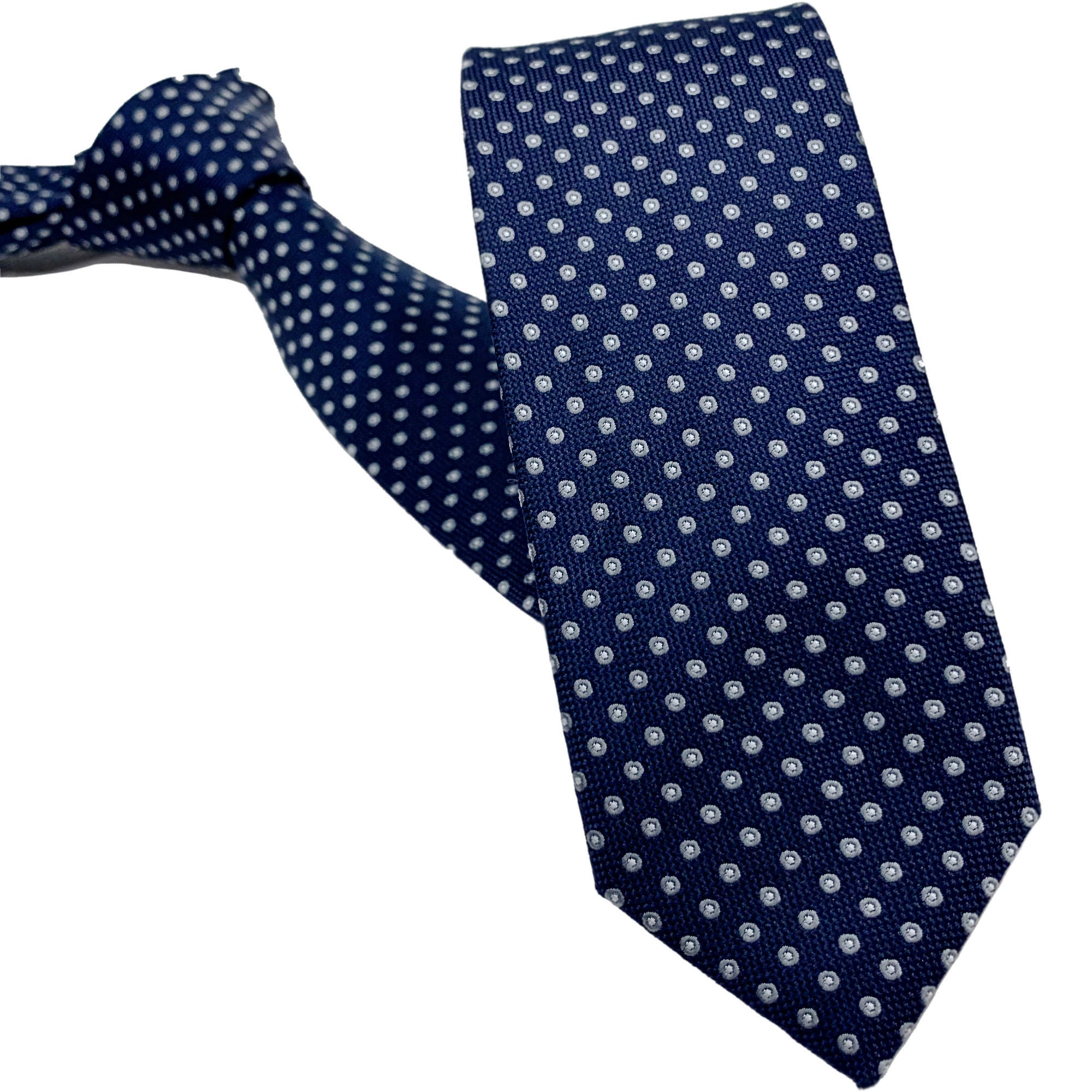 Gray and White Small Dotted Tie on Dark Blue Background - Etsy