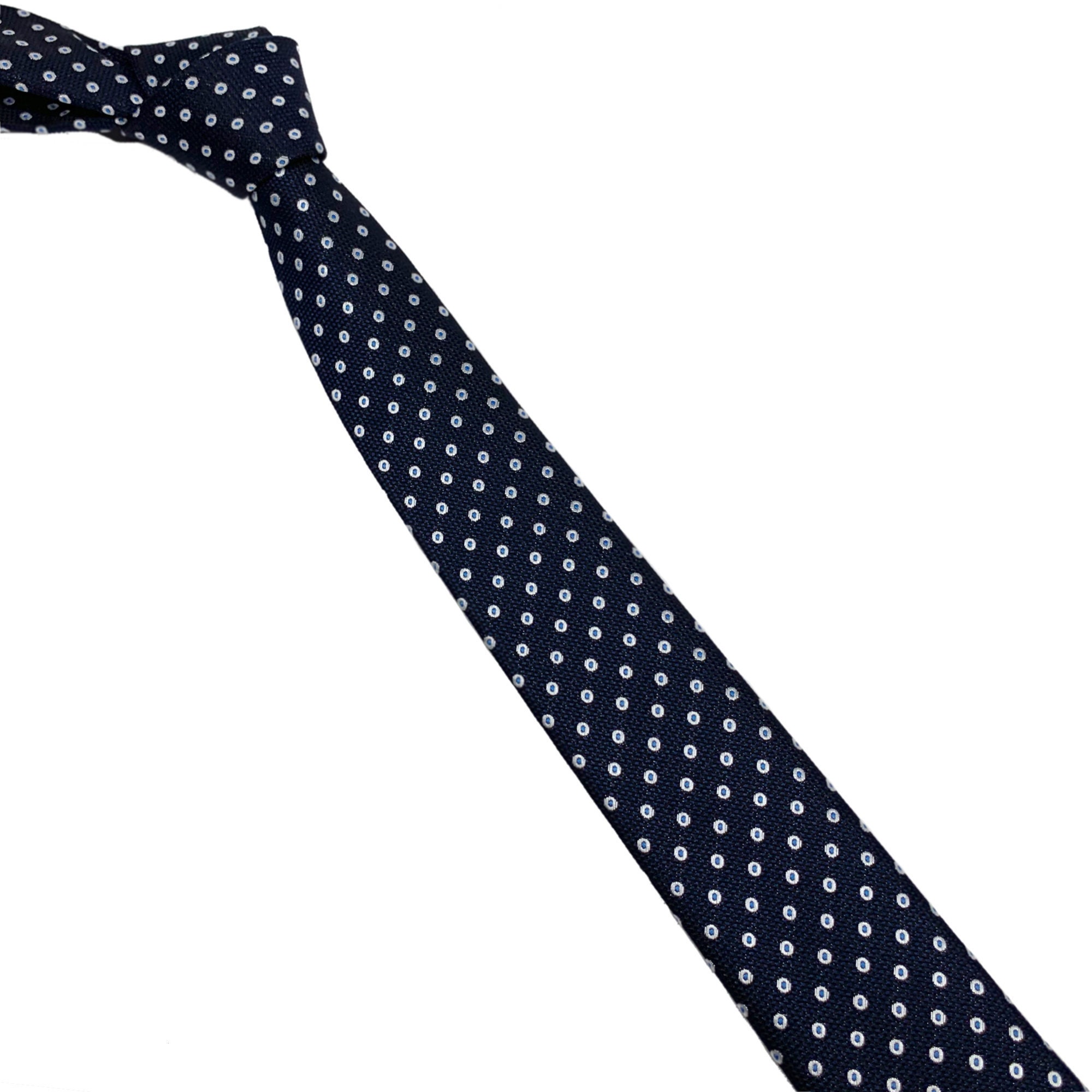 White Center Blue Polka Dot Tie on a Dark Blue Self-dotted - Etsy