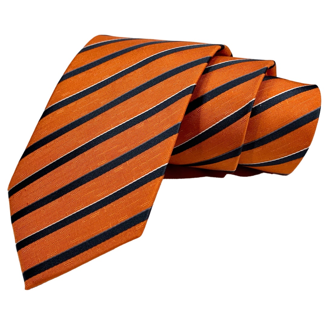 Orange, Black, Gray and White Cross Striped Tie 3.15 8cm - Etsy