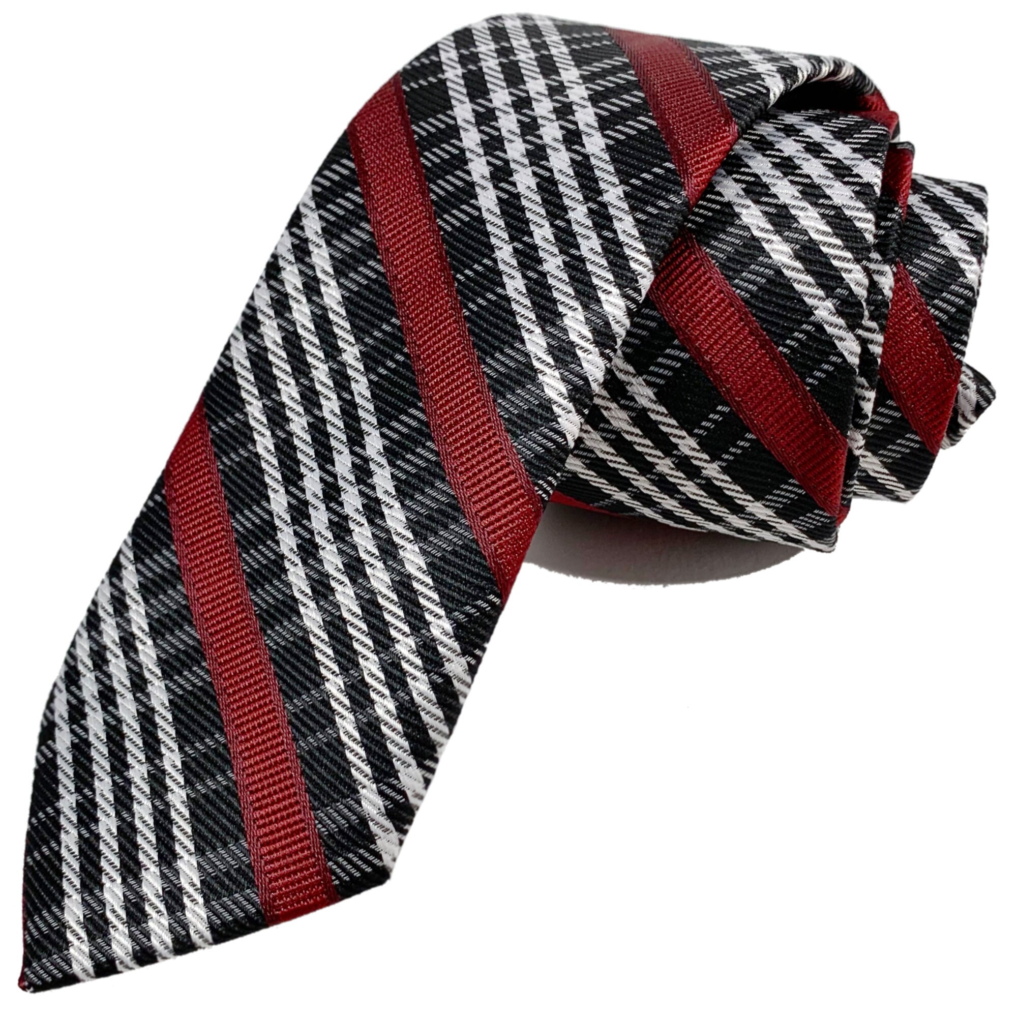 burgundy tie white shirt
