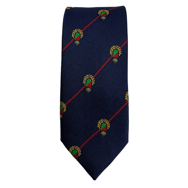 Red Green and Yellow Color Crested Tie on Dark Blue - Etsy