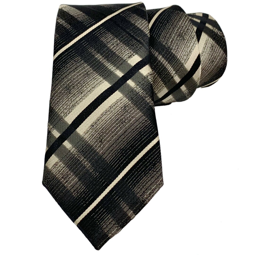 Brown and Beige Diagonal Striped Plaid Tie 2.36 6cm - Etsy