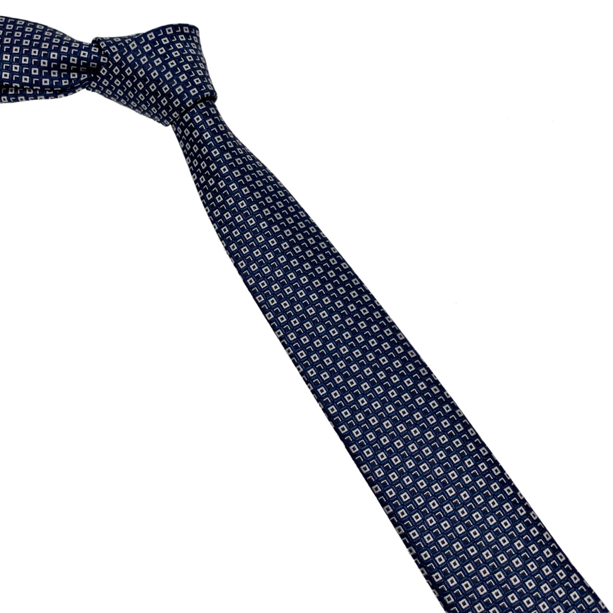 Navy and Gray Small Checkered Tie 2.36 6cm - Etsy