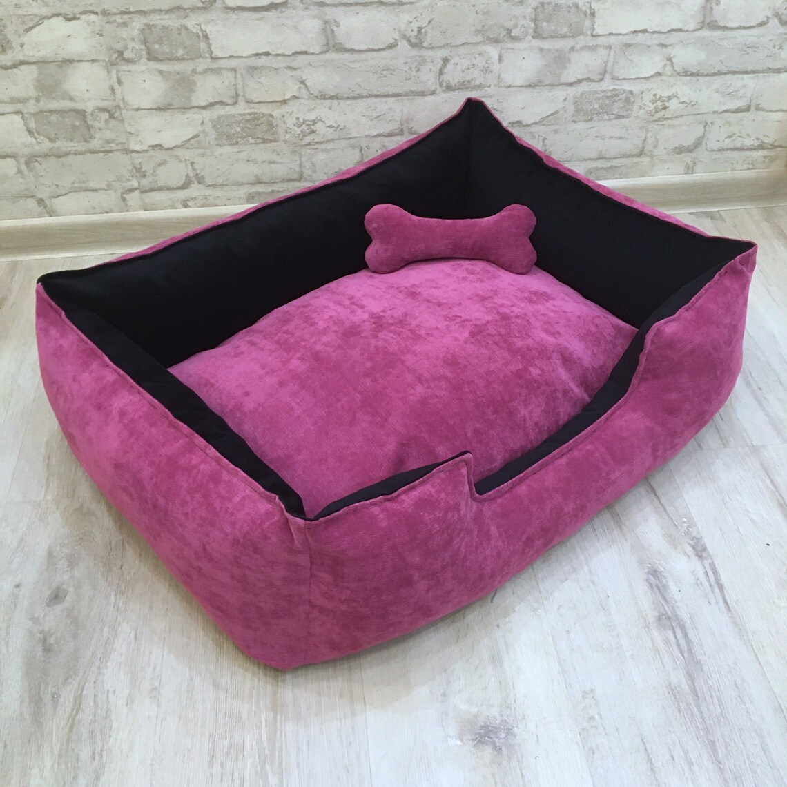 Orange Dog Bed . Washable removable cover . Durable fabric. Etsy