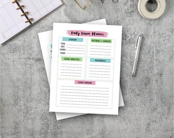 Lesson Plan Template - Daily Lesson Planner Page - Lesson Organizer - School Planner - Printable Digital Download Digital Template PDF PNG