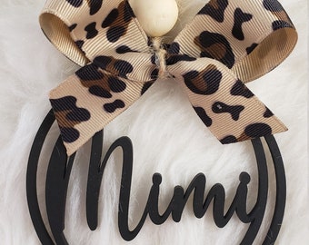 Mimi Car Charm, Mom gift, Mimi Tassel, Mirror Car Tassel Charm, Leopard Print. Rear view mirror tassel