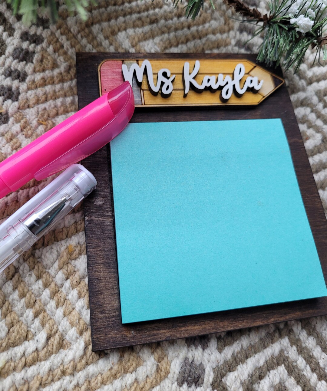 Teacher Sticky Note Holder Teacher Gift Personalized Teacher Etsy