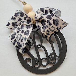 Monogram Car Charm, Monogram Tassel, Personalized Charm, Leopard Print, Rear view mirror tassel,Mom Gift, Christmas, Barbie,stocking stuffer