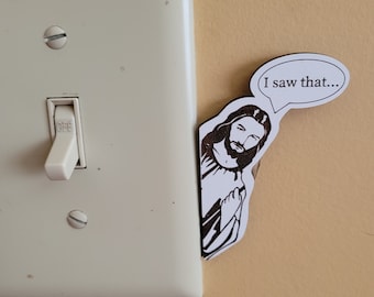 I Saw That Jesus Sign, Jesus thermostat Sign, Christian Sign, office gift, corporate gift, gag gift, white elephant