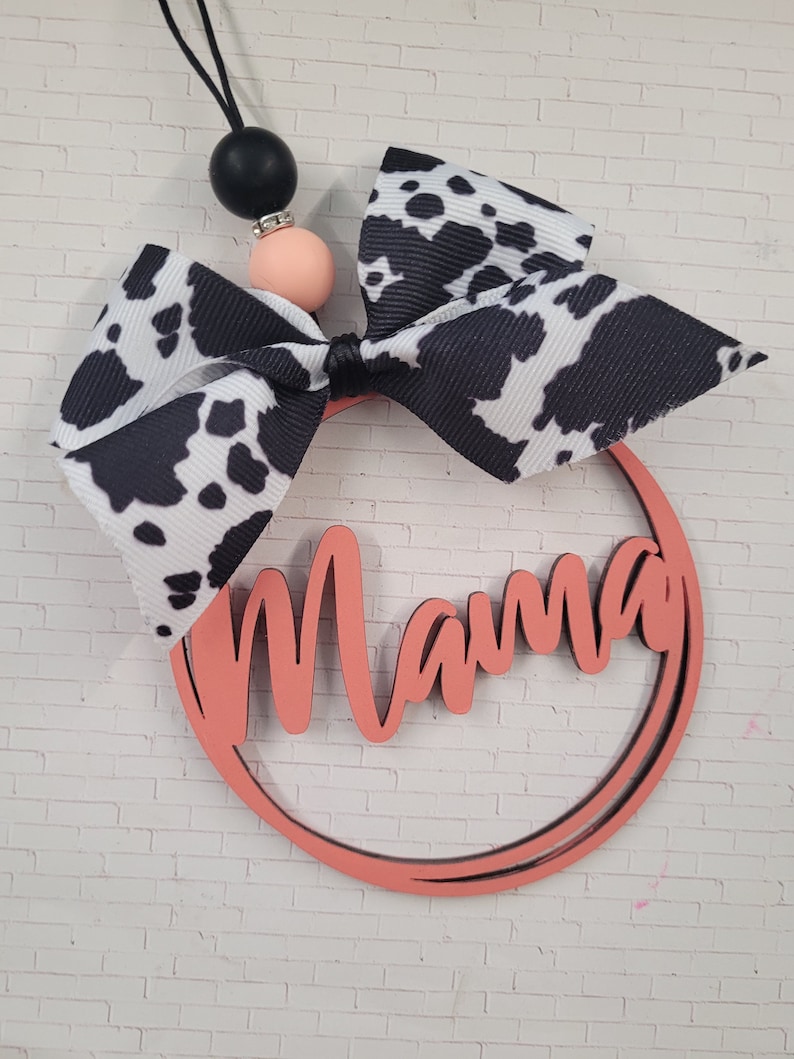 Mama Beaded Car Charm, Rearview Mirror Charm, Mom Gift, Stocking, Christmas Gift, Christmas 2023, Bridesmaid Gift cow