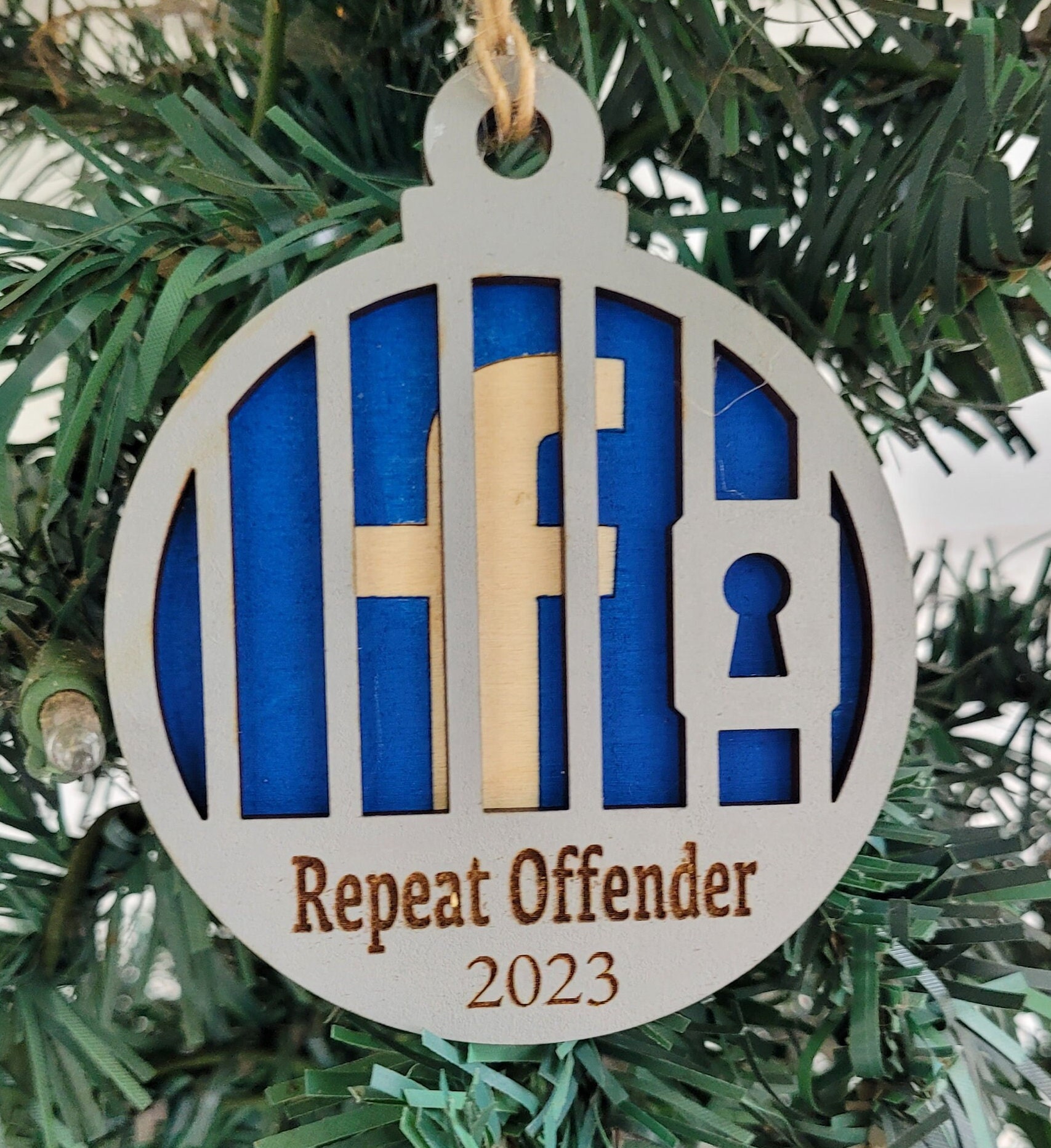 Facebook jail ornament  2023 ornament, Keepsake Ornament, friend ornament, funny ornament, stocking stuffer