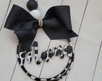 Cow Print car charm.  Car Tassel, mama car charm, mimi car charm, nama car charm