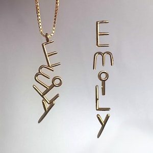 Vertical Name Necklace Personalized Gift for Mom Grandma Customized Emily Olivia Jennifer