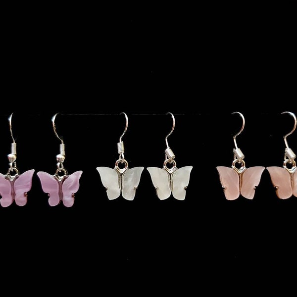Cute Butterfly Earrings High Quality 925 Sterling Silver or 316 Stainless Steel Hooks Free Shipping