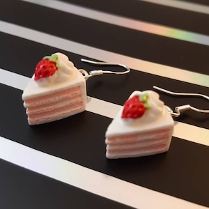 3D Strawberry Cake Earrings: Novelty Dessert Jewelry