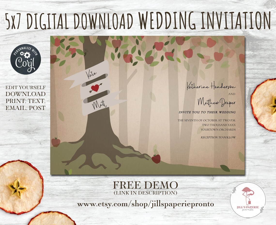 Apfel Obstbaum Hochzeit Cardstock Inspiriert 5x7 Einladung Etsy.de