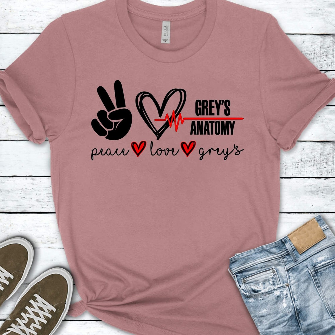 Peace Love Grey S Anatomy Shirt Peace Love Greys Shirt Etsy