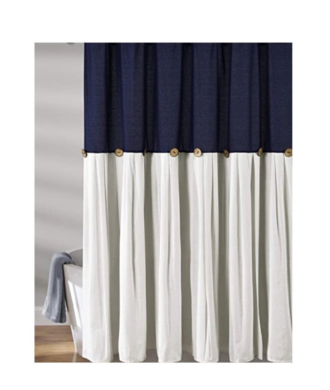 French Farmhouse Shower Curtain, Chic, Shabby, Vintage Button Decor