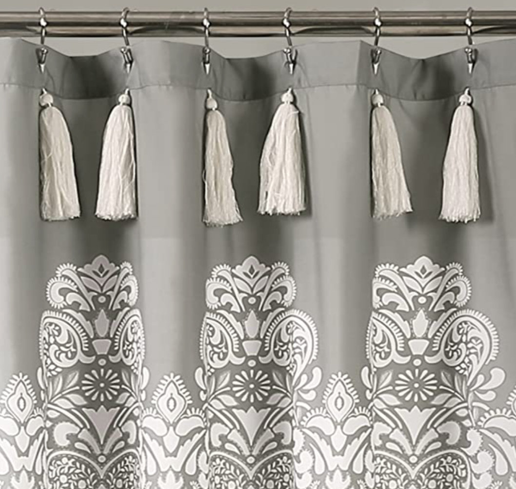 Boho Tassel Shower Curtain, Gray Free Shipping Etsy