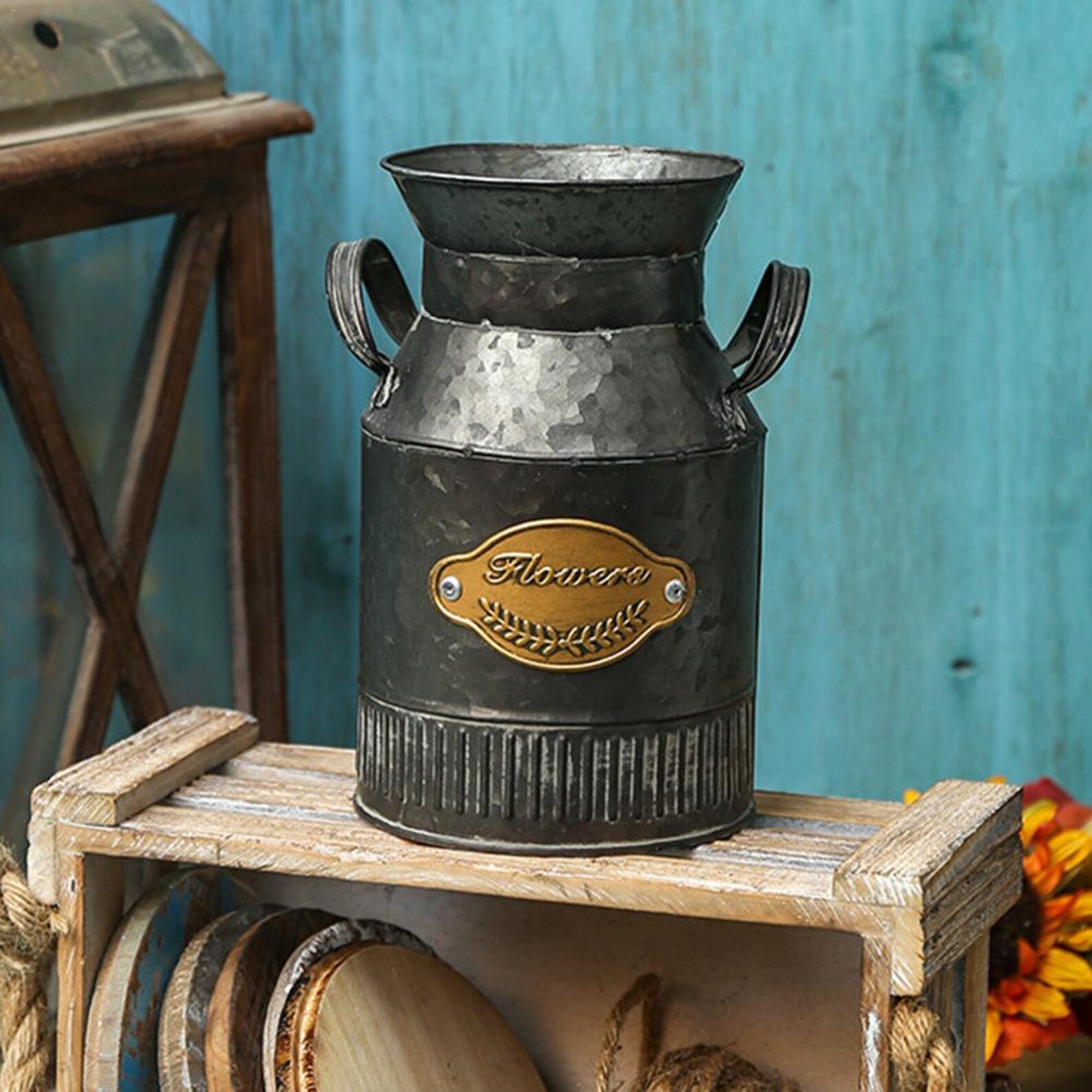 Farmhouse Galvanized Iron Milk Jug 2 toned Silver and Gold Etsy