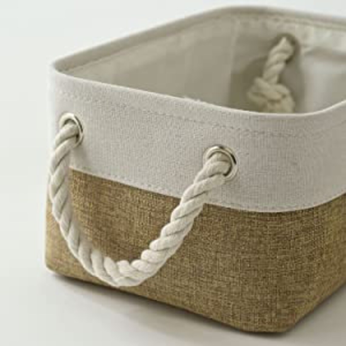 6 Cloth Storage Basket with Rope Handles Gray and Tan Qty 6 Etsy
