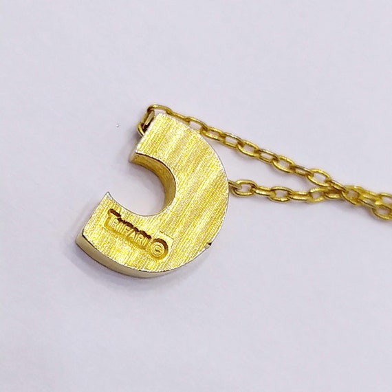 Vintage gold letter C necklace TRIFARI dainty alp… - image 7