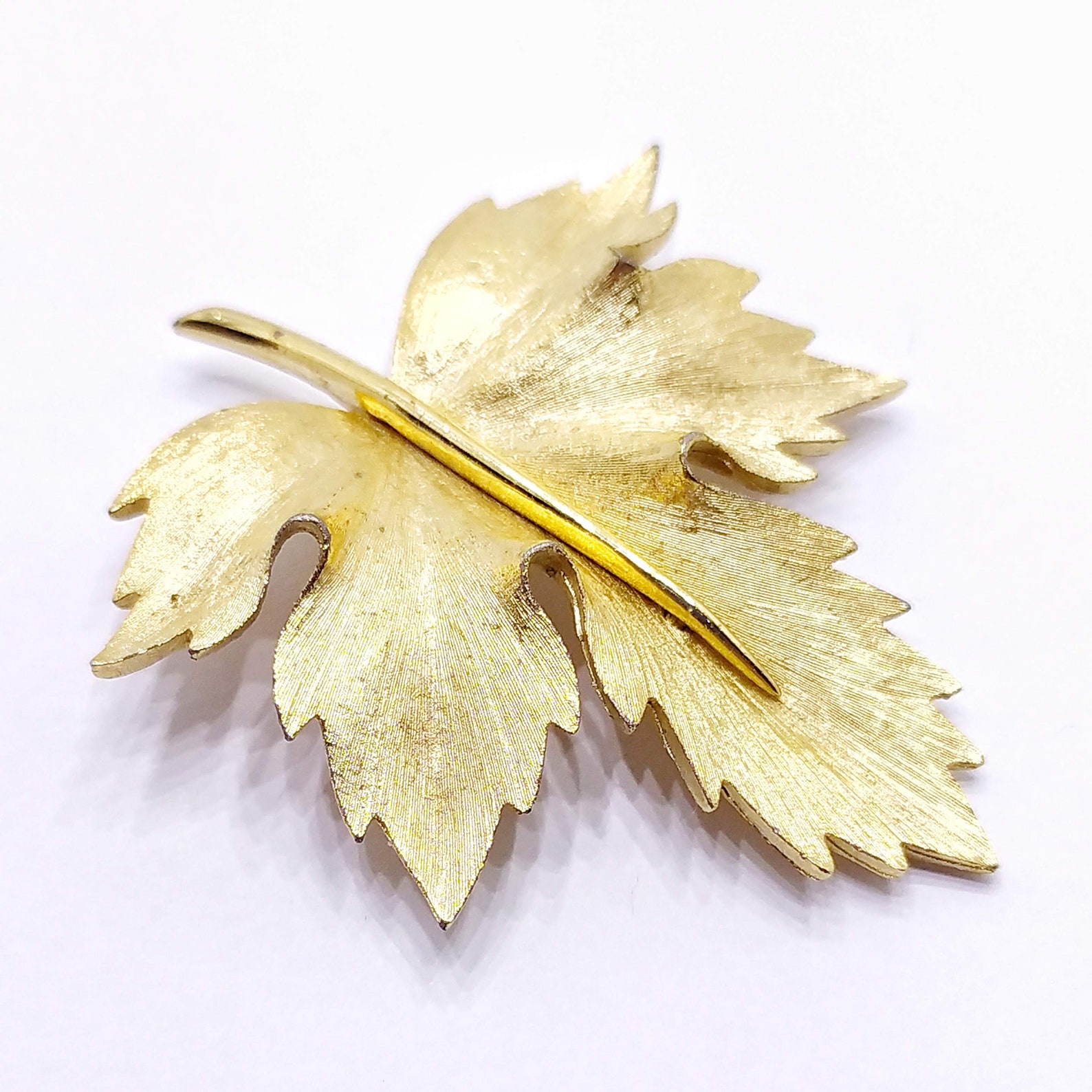 BOUCHER brooch Vintage large satin gold maple leaf brooch pin | Etsy