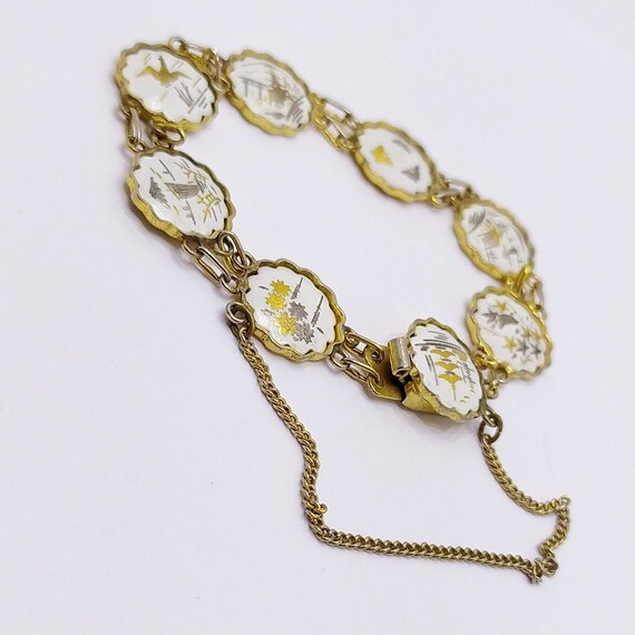 UNIQUE Damascene bracelet Vintage white and gold … - image 8