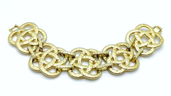 Vintage LIA SOPHIA hammered bracelet Wide gold to… - image 4
