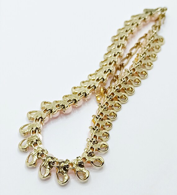 Vintage pink pearl collar necklace Faux pearl gol… - image 10