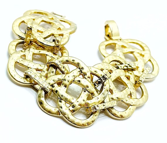 Vintage LIA SOPHIA hammered bracelet Wide gold to… - image 8