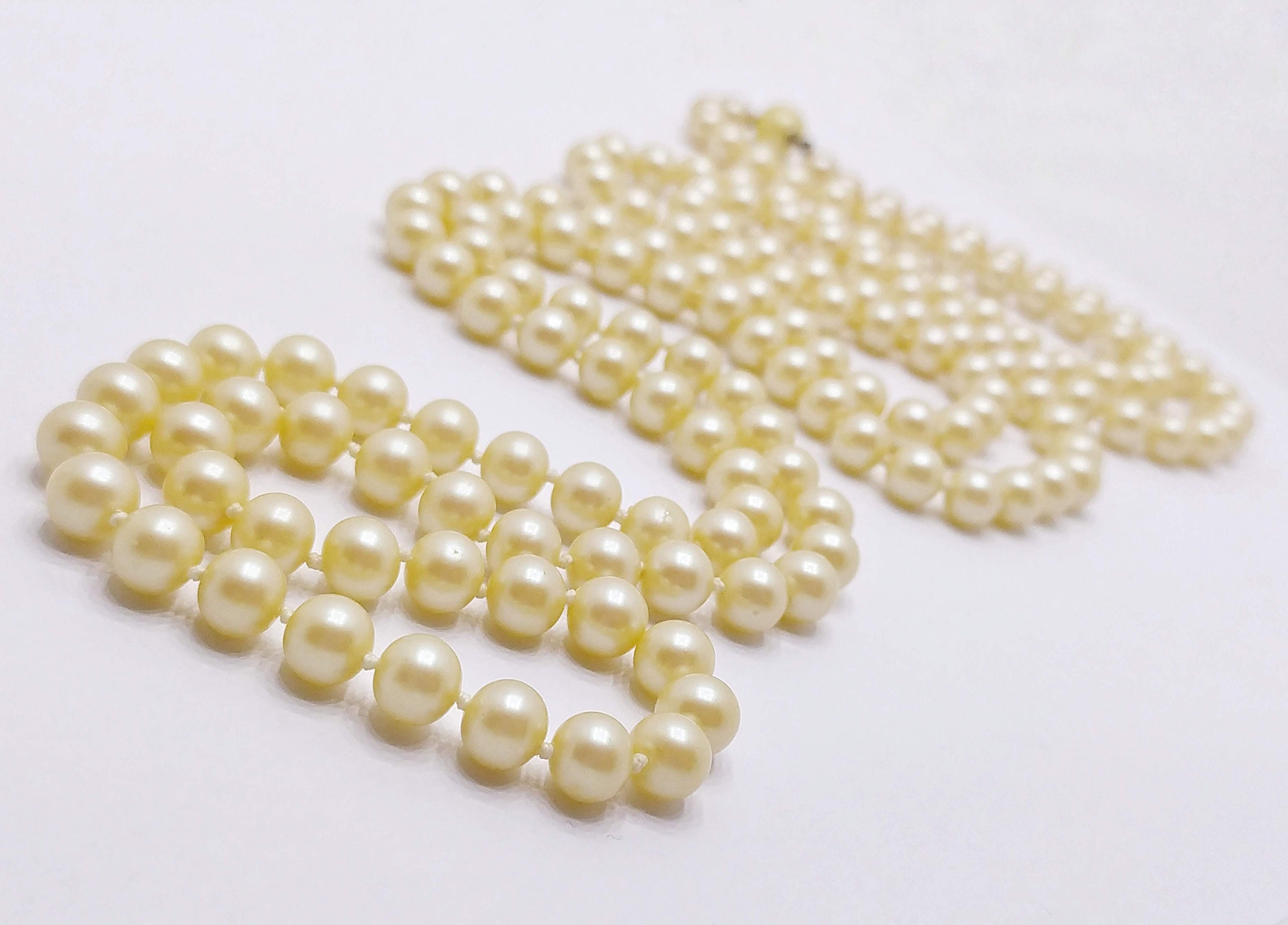 Extra Long Faux Pearl Necklace Vintage Knotted Pearl Necklace Etsy