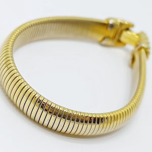 Vintage omega bracelet Gold MONET wide bangle bracelet Flexible cuff bracelet Bold serpentine snake chain bangle bracelet