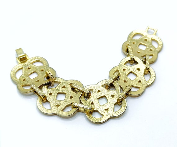Vintage LIA SOPHIA hammered bracelet Wide gold to… - image 6
