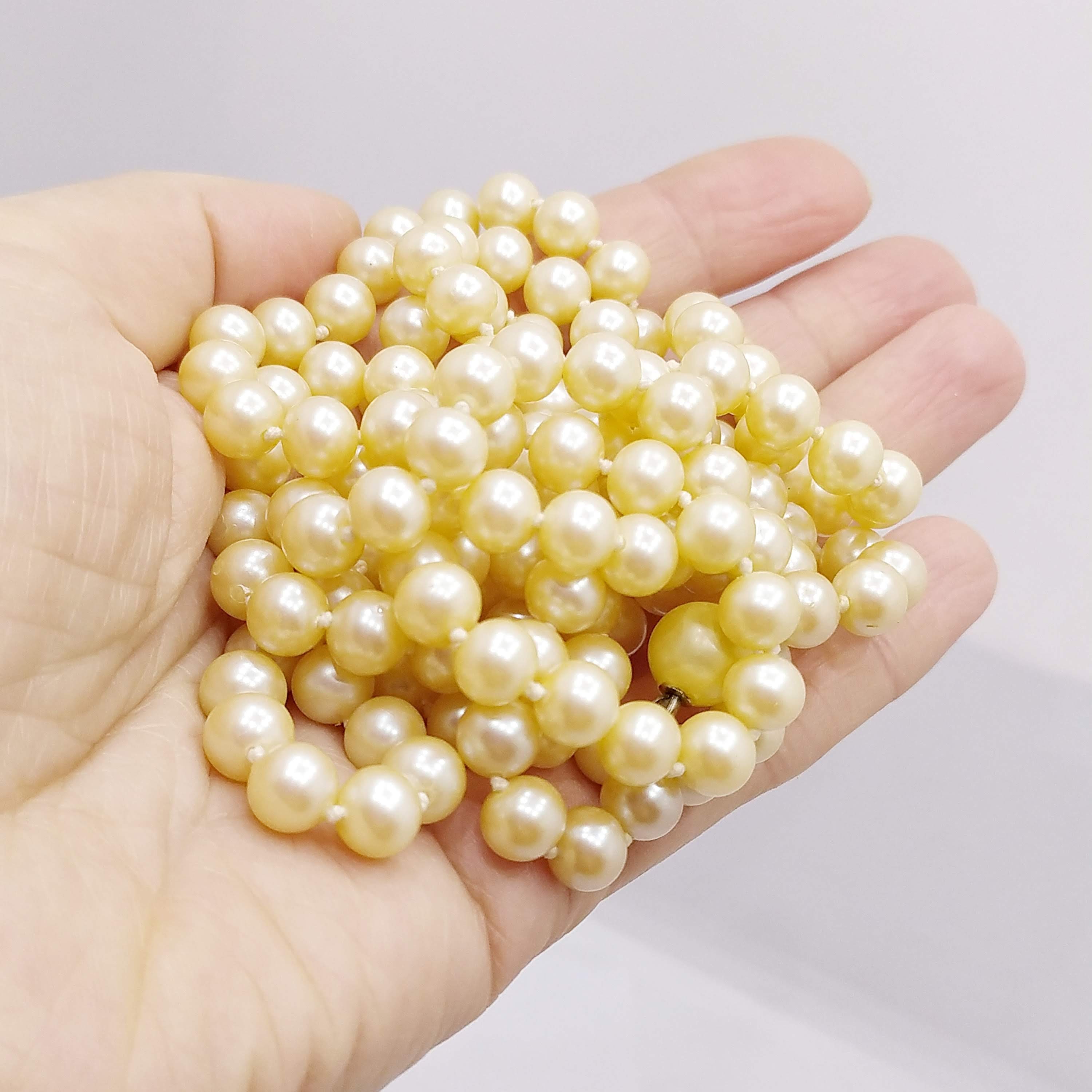 Extra Long Faux Pearl Necklace Vintage Knotted Pearl Necklace Etsy