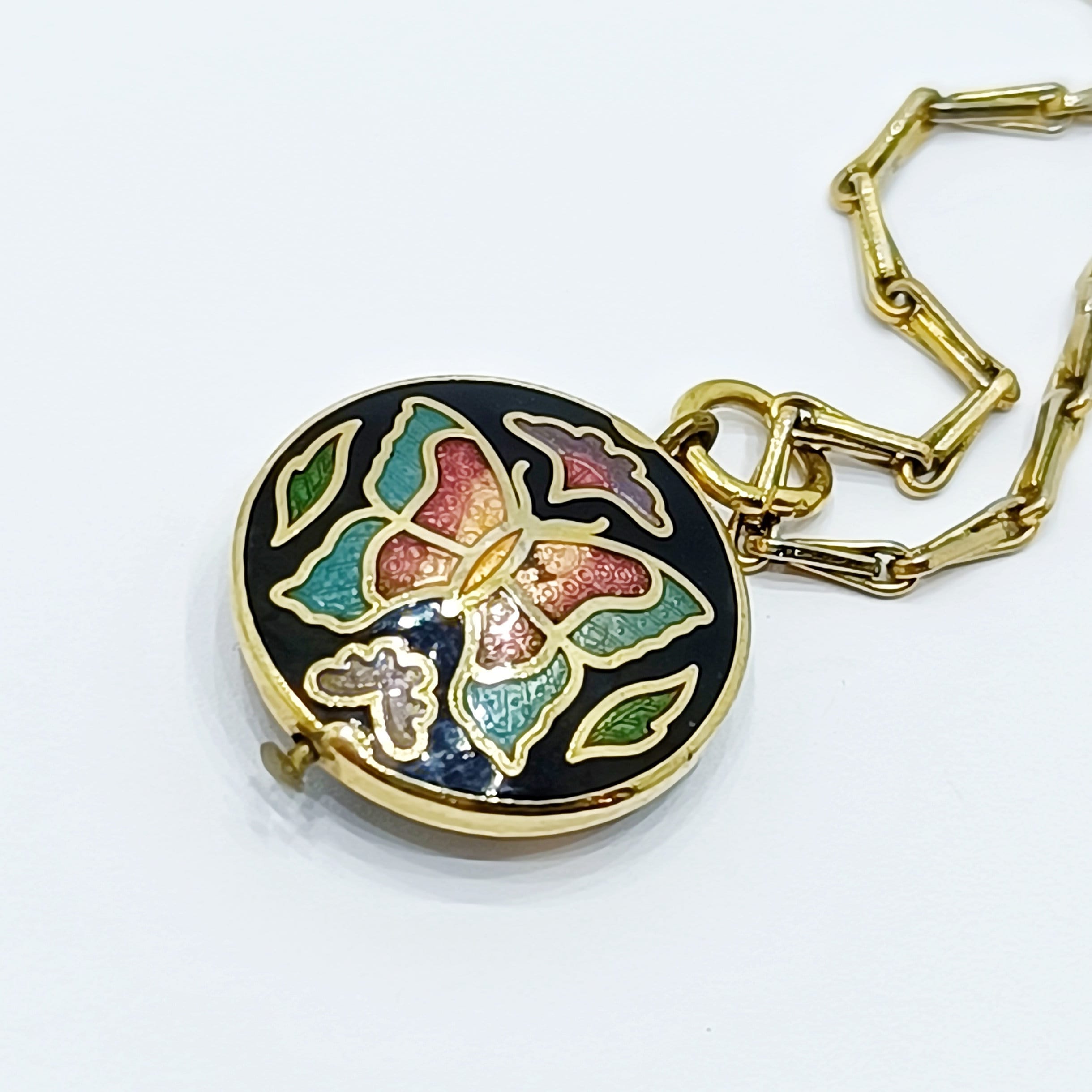 Vintage Blue Cloisonne Necklace. Cloisonne Pendant. Gift for
