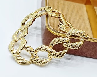 Vintage chunky chain bracelet NAPIER gold cuban link bracelet  Puffy brutalist link chain bracelet
