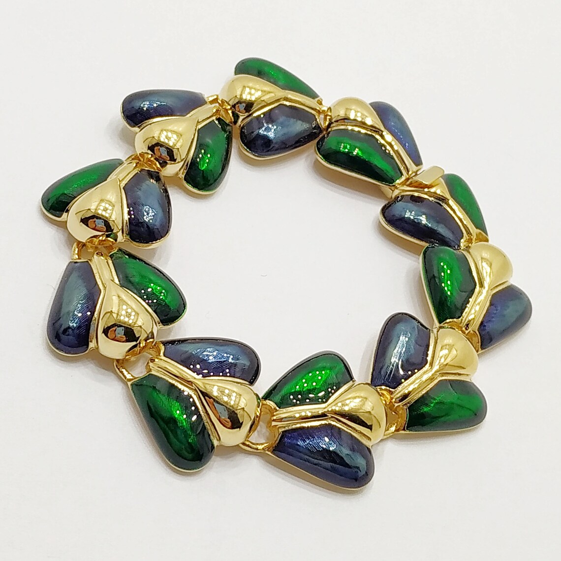 Chunky JOAN RIVERS bracelet Emerald heart link gold bracelet Etsy