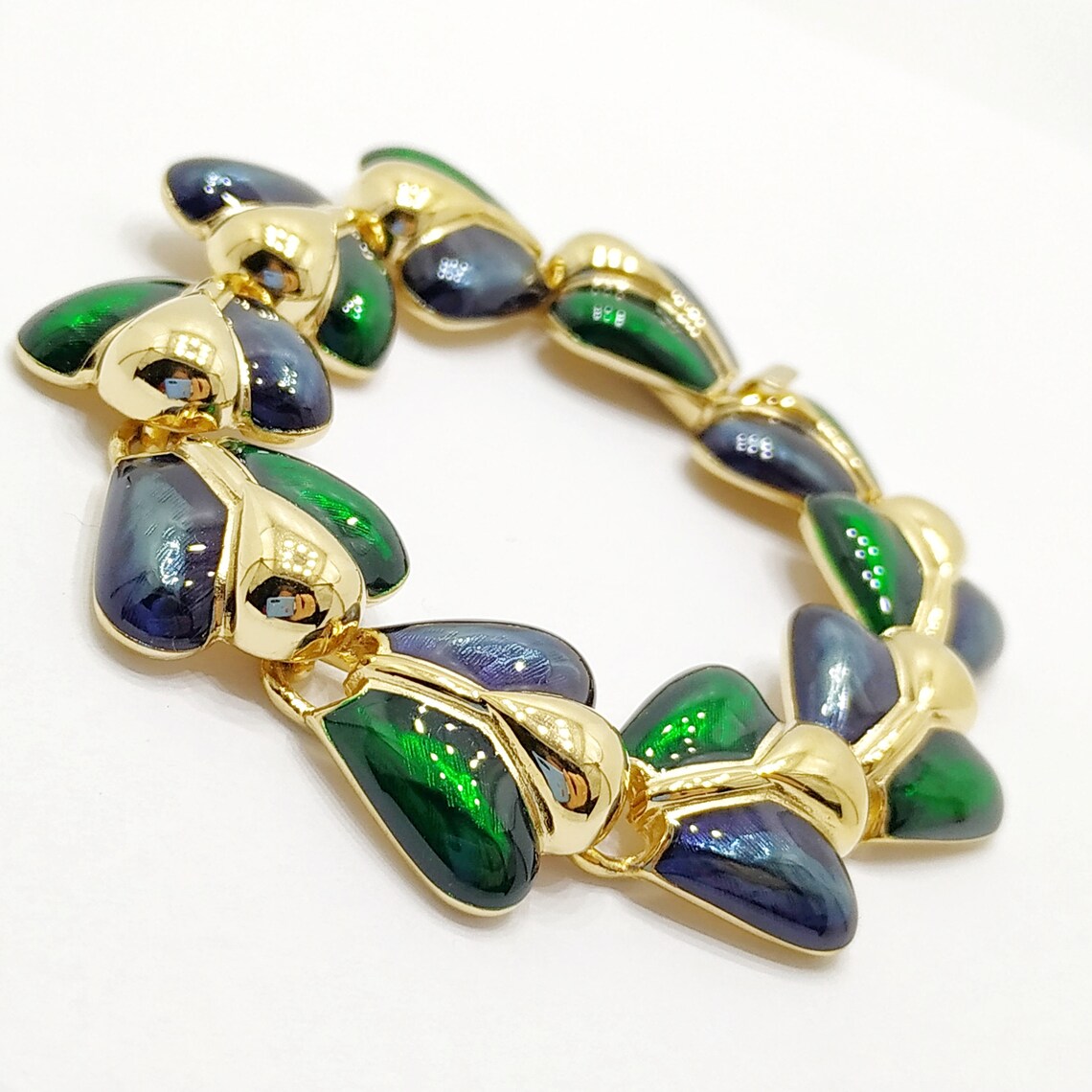 Chunky JOAN RIVERS bracelet Emerald heart link gold bracelet Etsy
