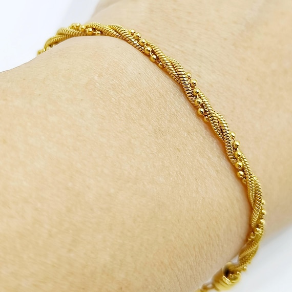 Vintage NAPIER Twisted Rope Chain Bracelet Classic Gold Tone