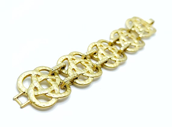 Vintage LIA SOPHIA hammered bracelet Wide gold to… - image 5