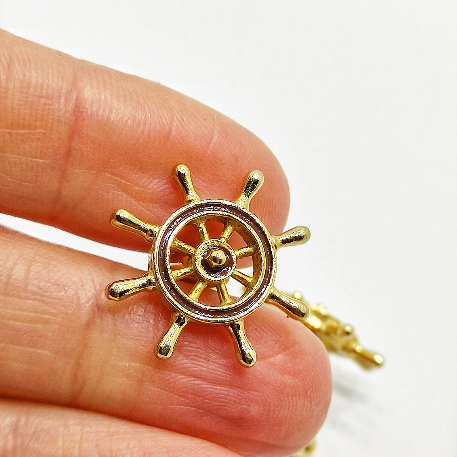 Gold nautical cufflinks Vintage ships helm cuff links Ships Etsy