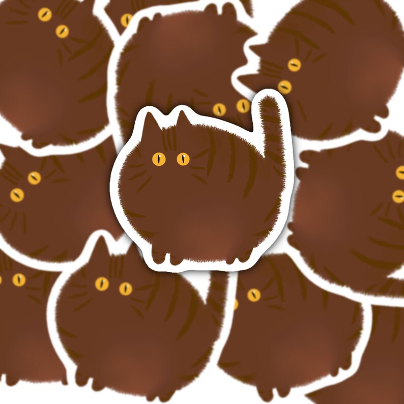 Fluffy Orange Tabby Vinyl Sticker - Etsy