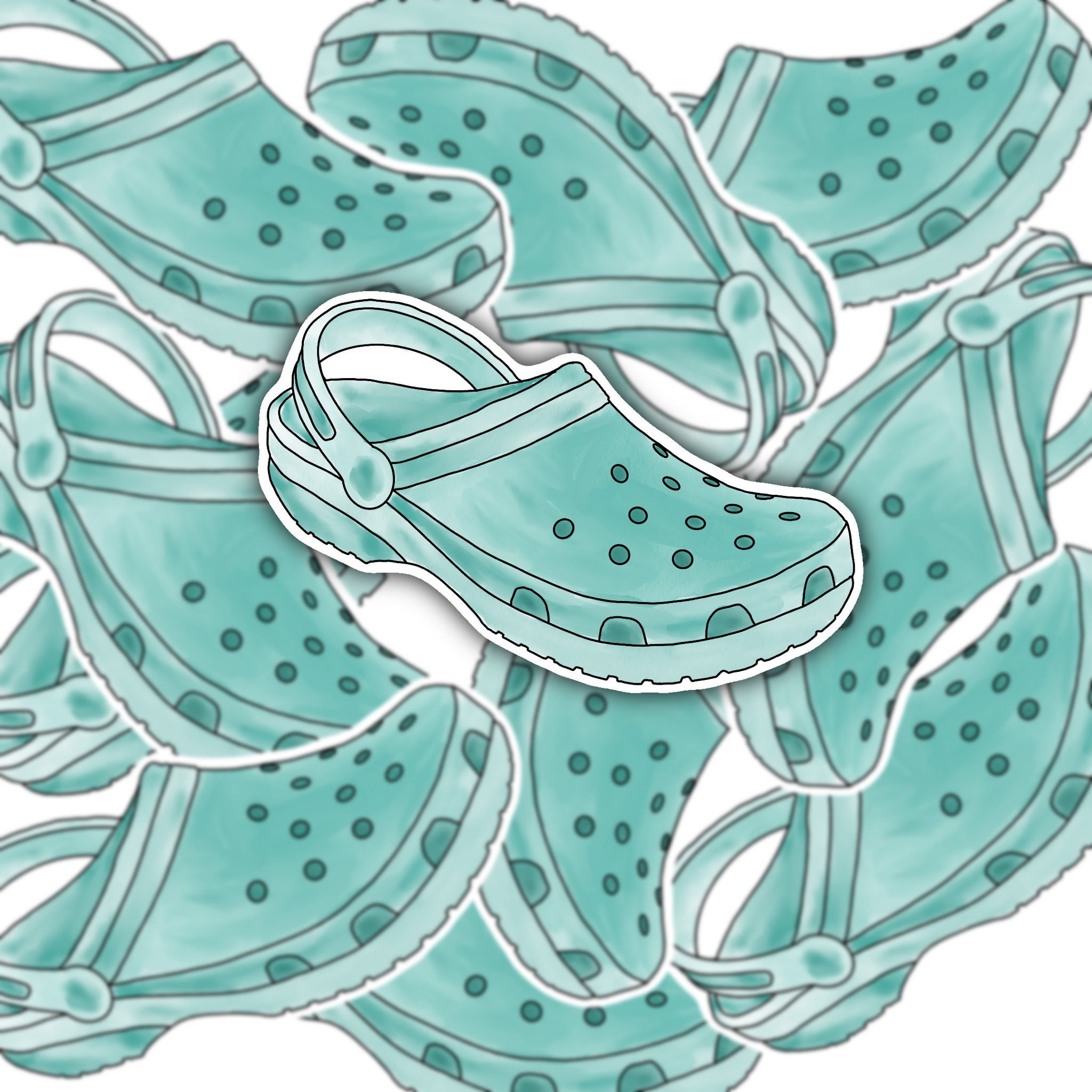 Crocs Sticker Metal Teal Crocs Vinyl Sticker - Etsy