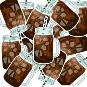 Mason Jar Iced Coffee Vinyl Sticker