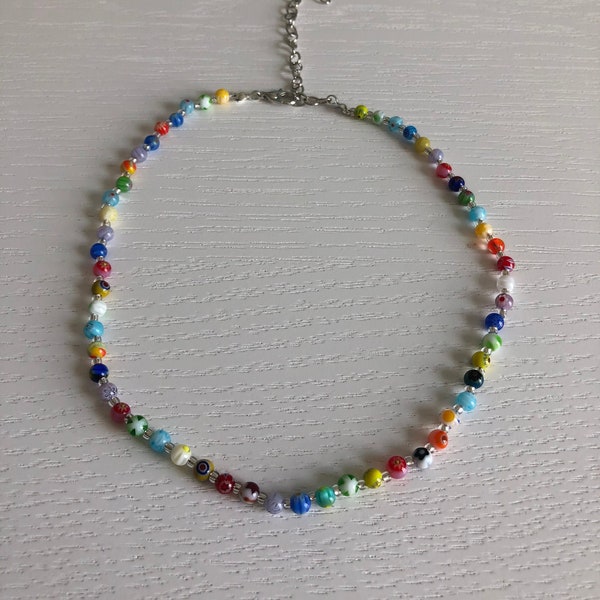 Rainbow Glass Bead Choker // Boho Choker, Rainbow Bead Choker, Dainty Choker, Rainbow Necklace, Boho Necklace, Trendy Jewelry, Beachy Choker