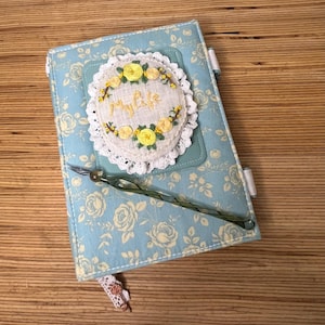 Vintage album, diary, notebook, A5 format, hand embroidered, vintage diary