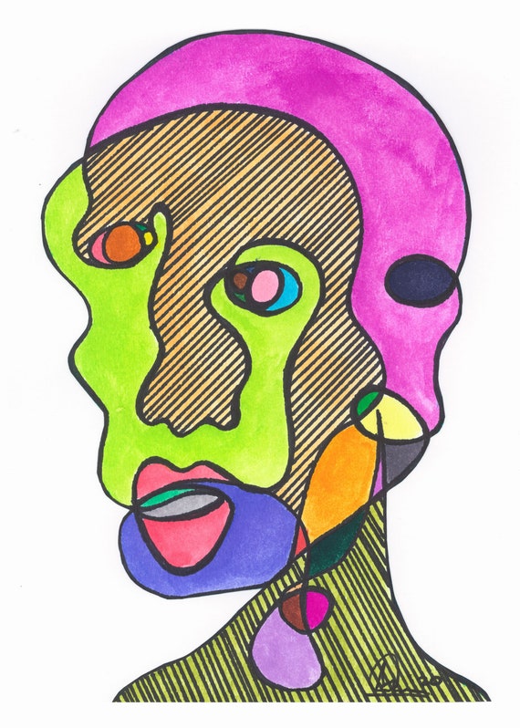 Abstract Contour Drawing Print Abstract Face Print Contour | Etsy